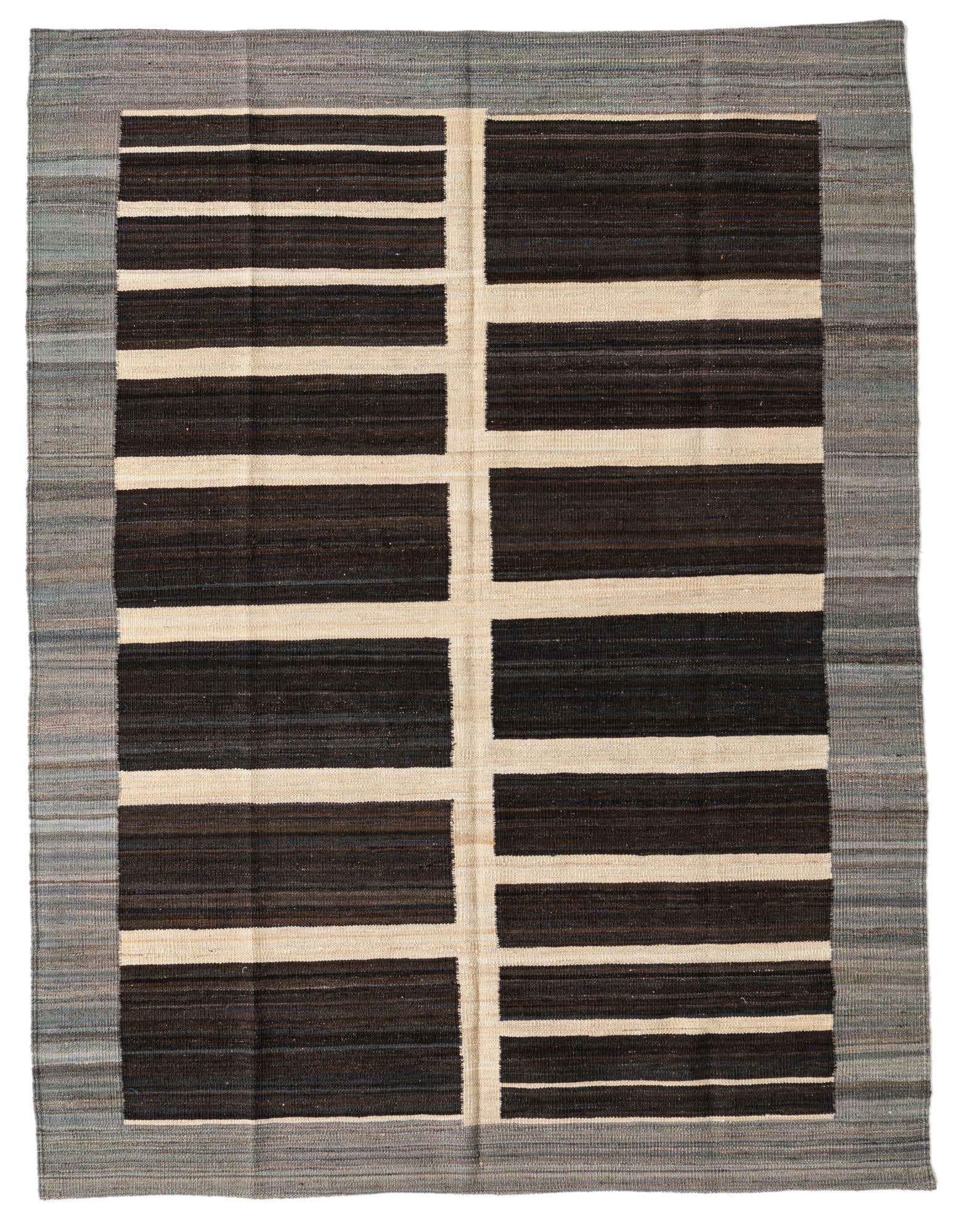 5' x 6' 4 Hand Woven Kilim Modern Wool Rug