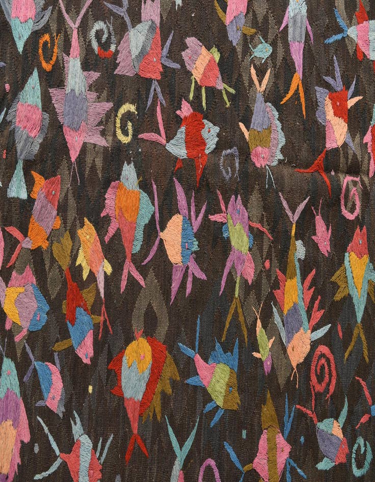 Detail image of 5' 4 x 7' 8  Hand Woven Kilim Suzani Wool Rug