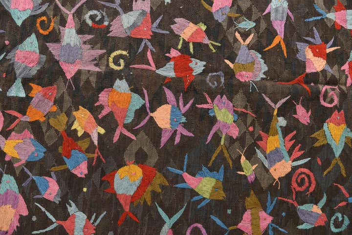 5' 4 x 7' 8 Hand Woven Kilim Suzani Wool Rug