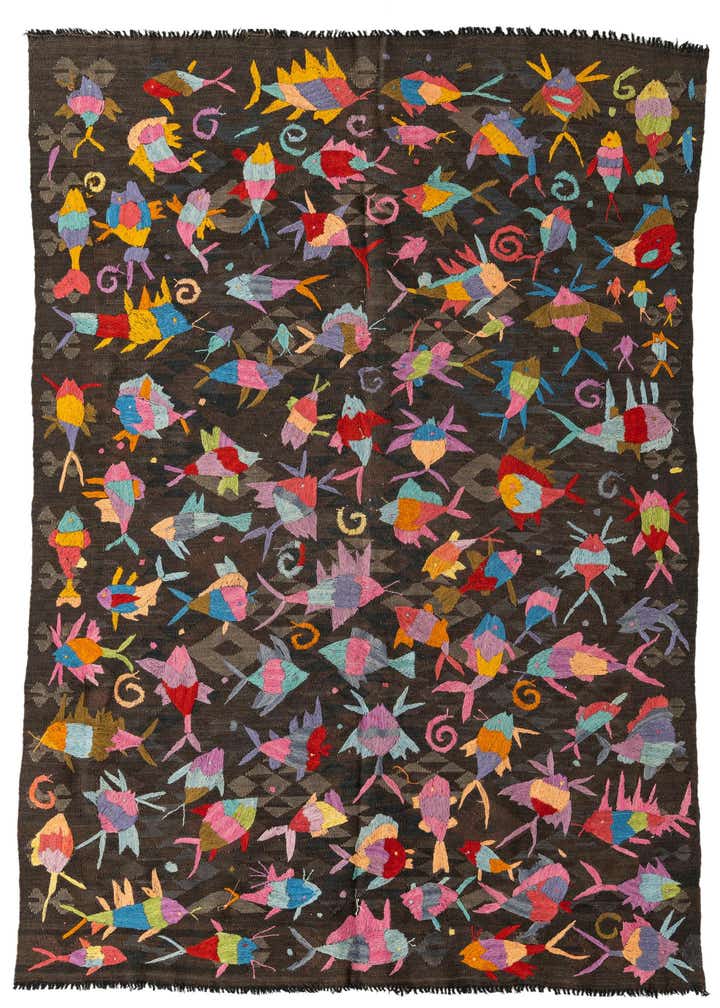 5' 4 x 7' 8 Hand Woven Kilim Suzani Wool Rug