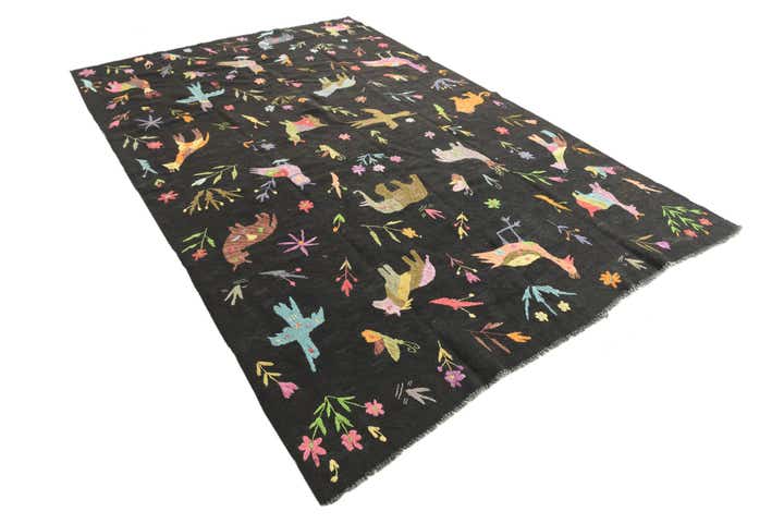 6' 2 x 9' 6 Hand Woven Kilim Suzani Wool Rug