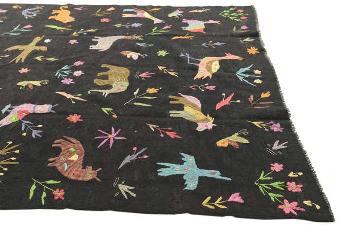 6' 2 x 9' 6 Hand Woven Kilim Suzani Wool Rug