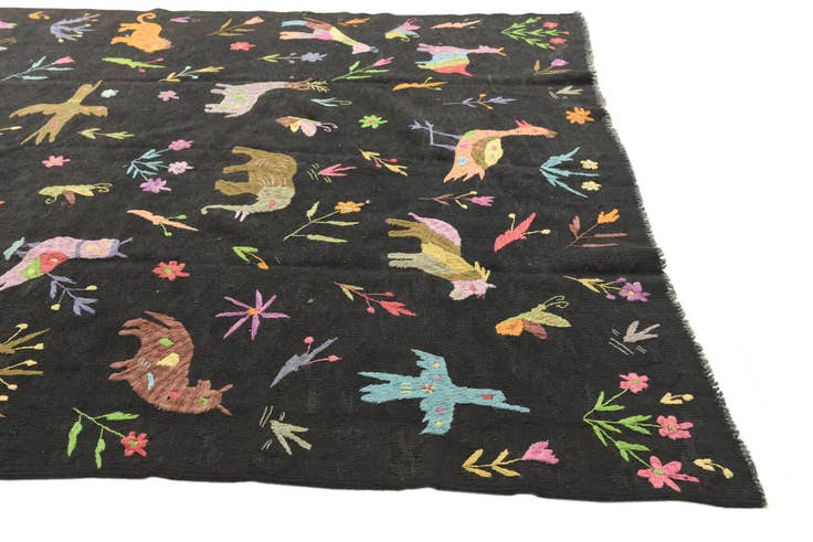 Detail image of 6' 2 x 9' 6 Hand Woven Kilim Suzani Wool Rug