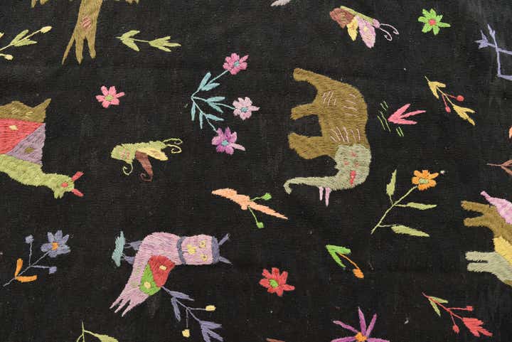 6' 2 x 9' 6 Hand Woven Kilim Suzani Wool Rug