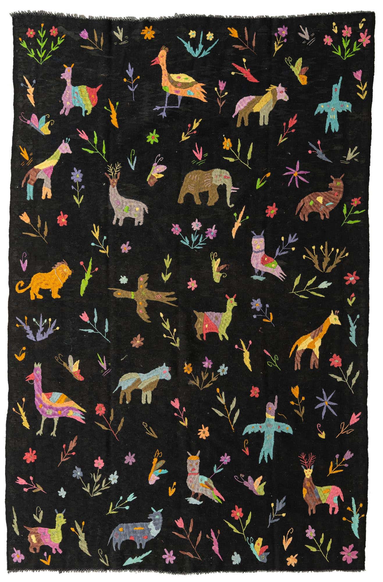 6' 2 x 9' 6 Hand Woven Kilim Suzani Wool Rug