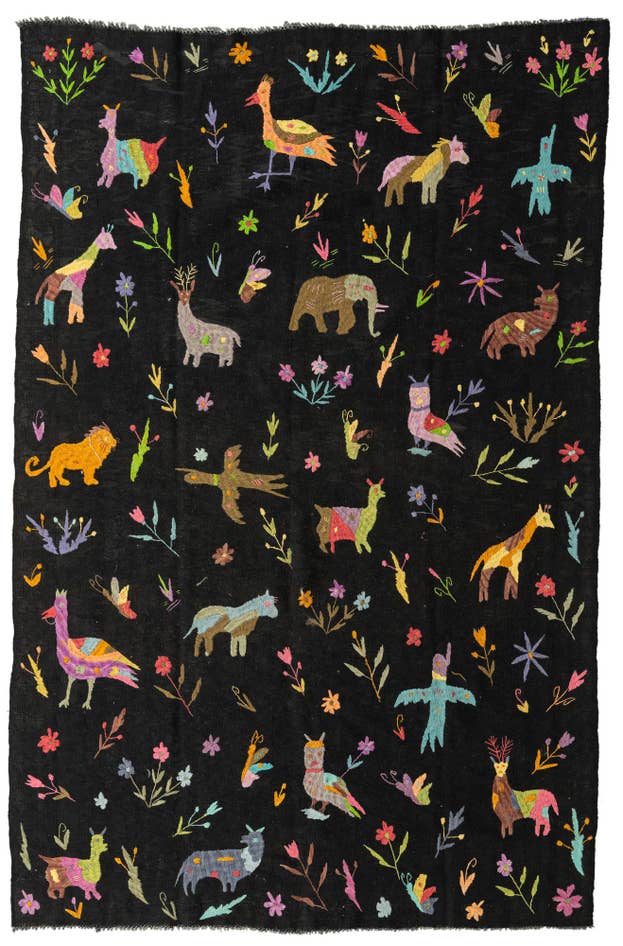 Detail image of 6' 2 x 9' 6 Hand Woven Kilim Suzani Wool Rug