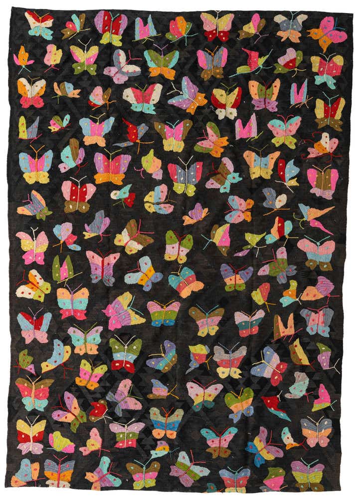 6' 5 x 9' 4 Hand Woven Kilim Suzani Wool Rug