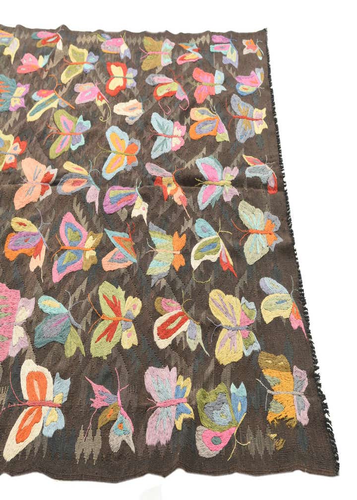 5' 4 x 7' 9 Hand Woven Kilim Suzani Wool Rug