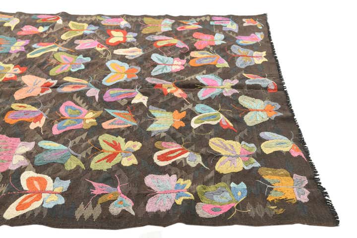 5' 4 x 7' 9 Hand Woven Kilim Suzani Wool Rug