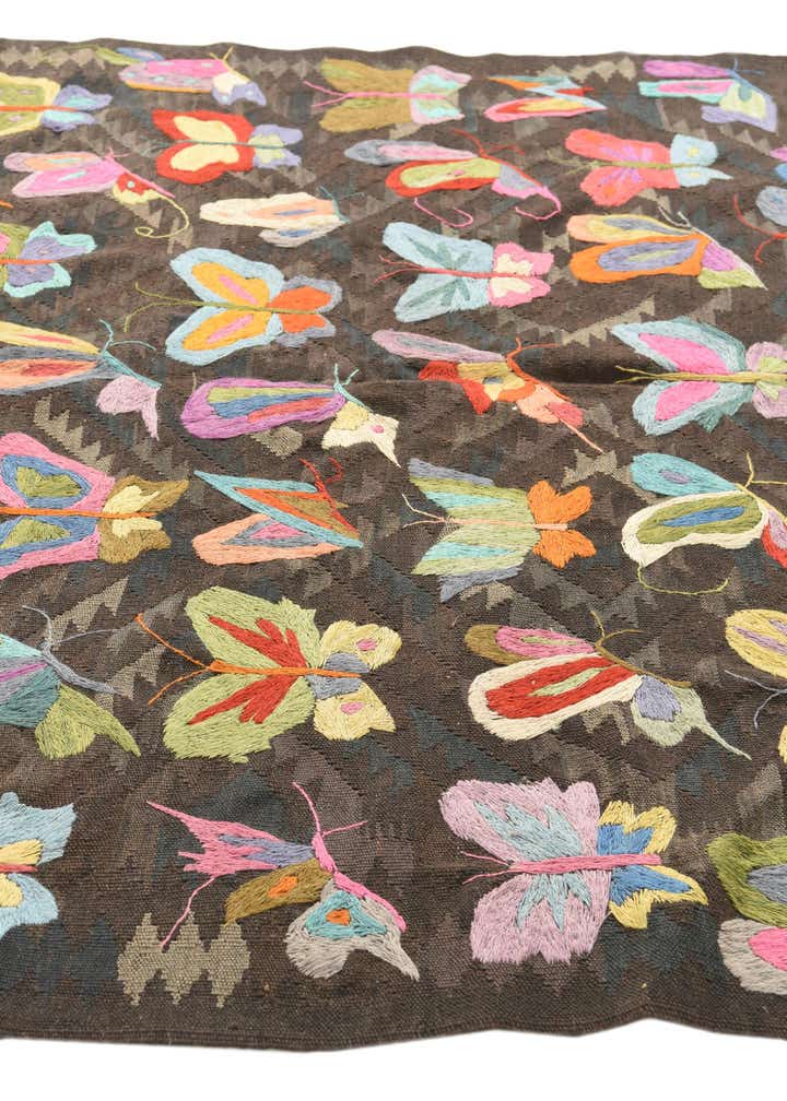 5' 4 x 7' 9 Hand Woven Kilim Suzani Wool Rug