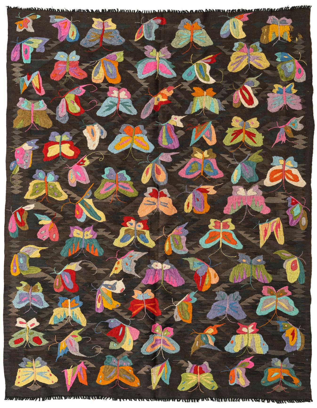 5' 4 x 7' 9 Hand Woven Kilim Suzani Wool Rug