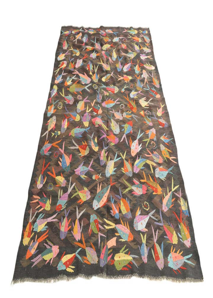 5' 2 x 8' Hand Woven Kilim Suzani Wool Rug