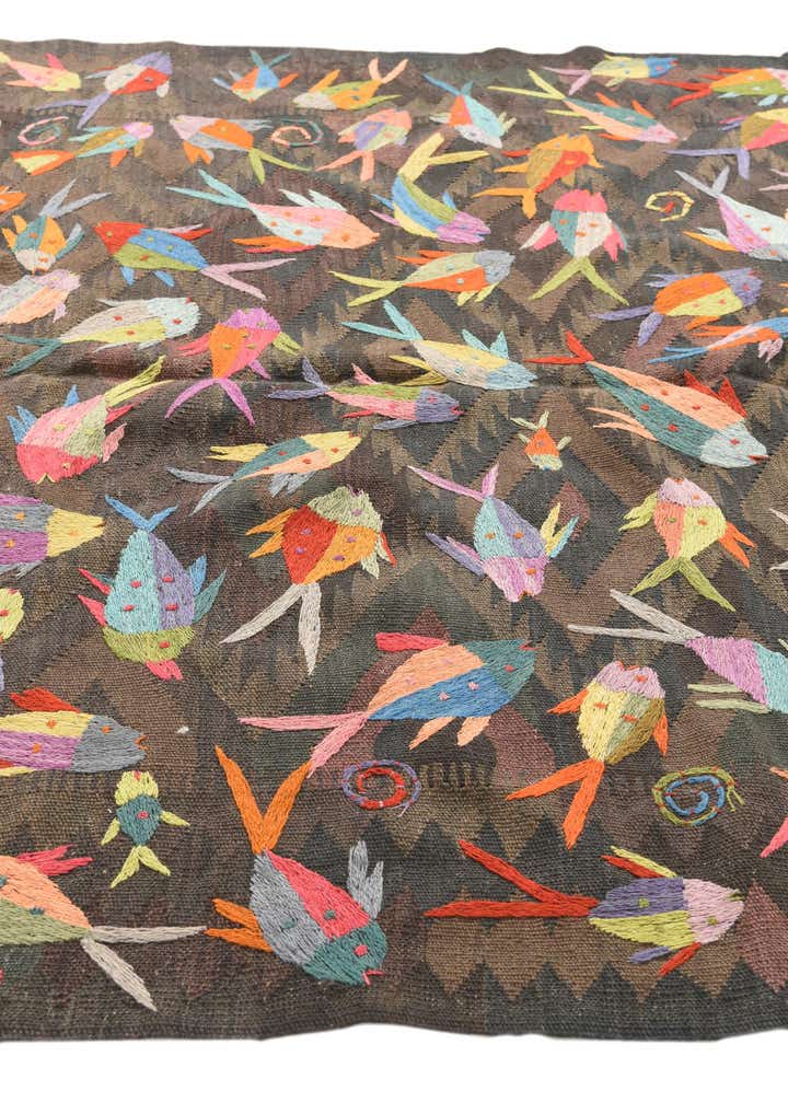 5' 2 x 8' Hand Woven Kilim Suzani Wool Rug