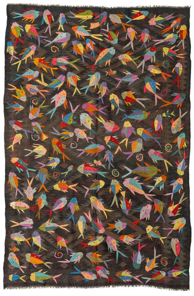 5' 2 x 8' Hand Woven Kilim Suzani Wool Rug