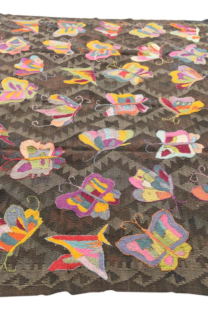6' 5 x 9' 3 Hand Woven Kilim Suzani Wool Rug