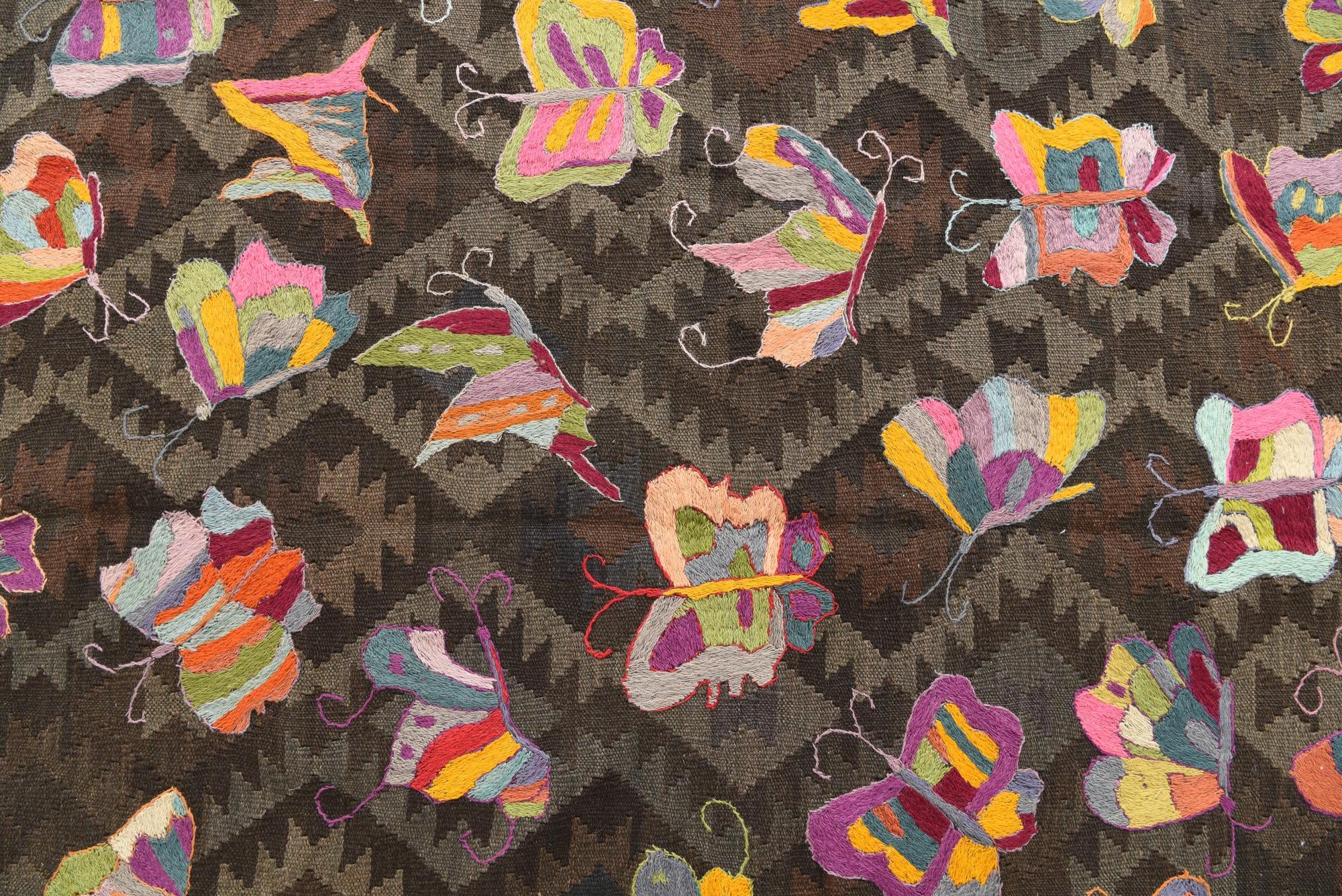 6' 5 x 9' 3 Hand Woven Kilim Suzani Wool Rug