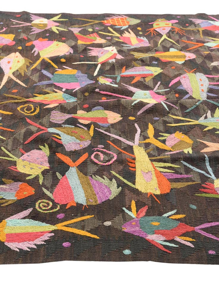 Detail image of 4' 9 x 6' 3  Hand Woven Kilim Suzani Wool Rug