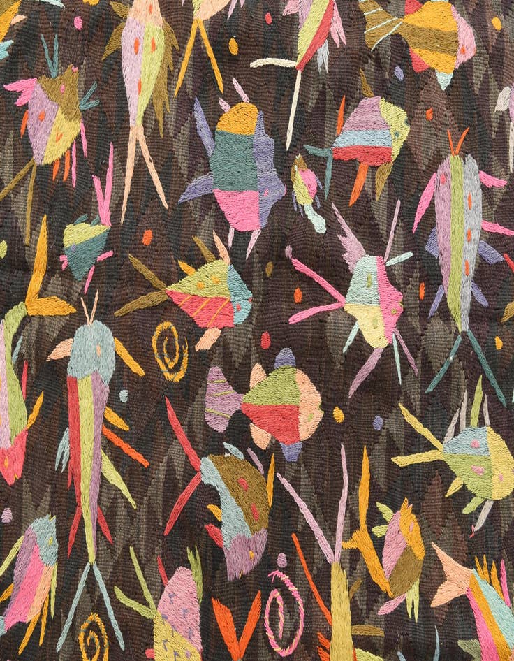 Detail image of 4' 9 x 6' 3  Hand Woven Kilim Suzani Wool Rug