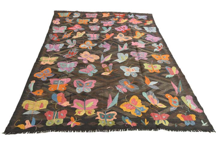 5' 7 x 8' 2 Hand Woven Kilim Suzani Wool Rug