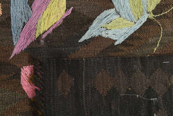 5' 7 x 8' 2 Hand Woven Kilim Suzani Wool Rug