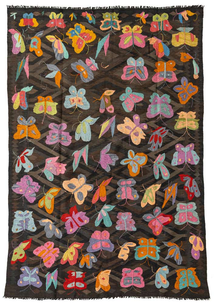5' 7 x 8' 2 Hand Woven Kilim Suzani Wool Rug