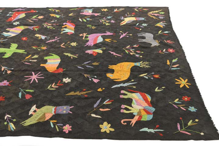 6' 7 x 9' 3 Hand Woven Kilim Suzani Wool Rug