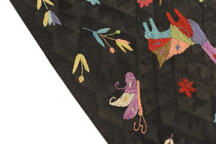 6' 7 x 9' 3 Hand Woven Kilim Suzani Wool Rug