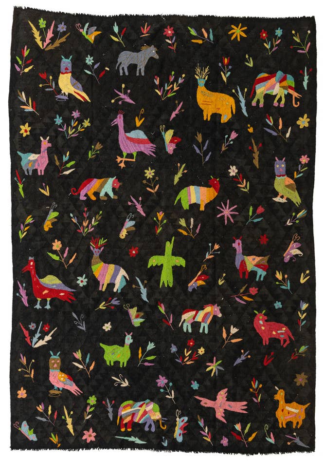 Detail image of 6' 7 x 9' 3 Hand Woven Kilim Suzani Wool Rug
