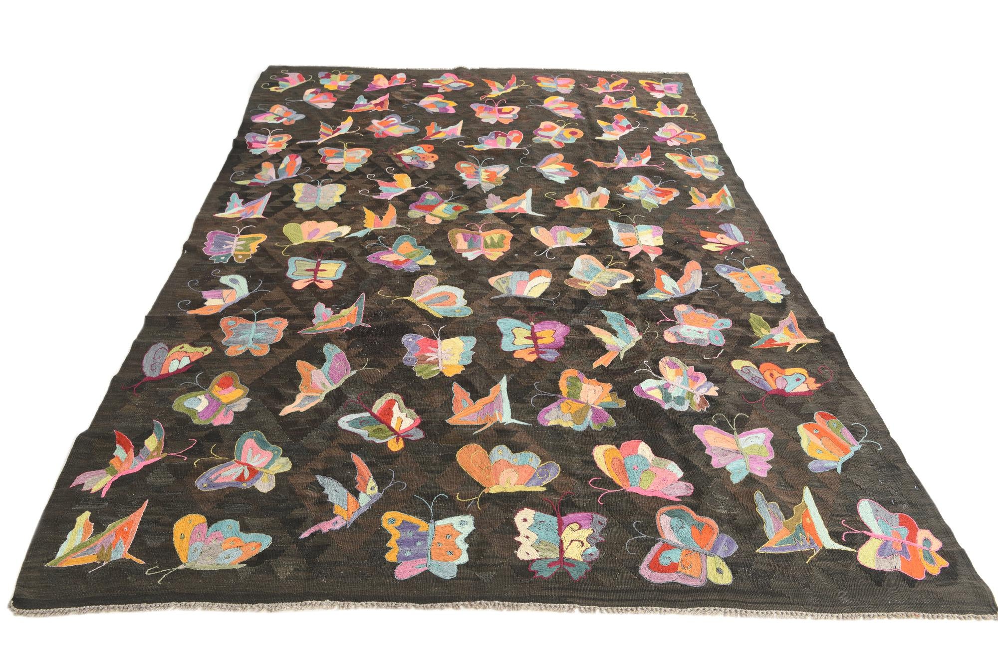 6' 5 x 9' 4 Hand Woven Kilim Suzani Wool Rug