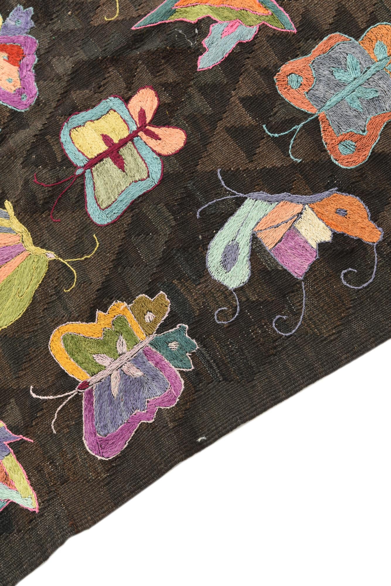 6' 5 x 9' 4 Hand Woven Kilim Suzani Wool Rug