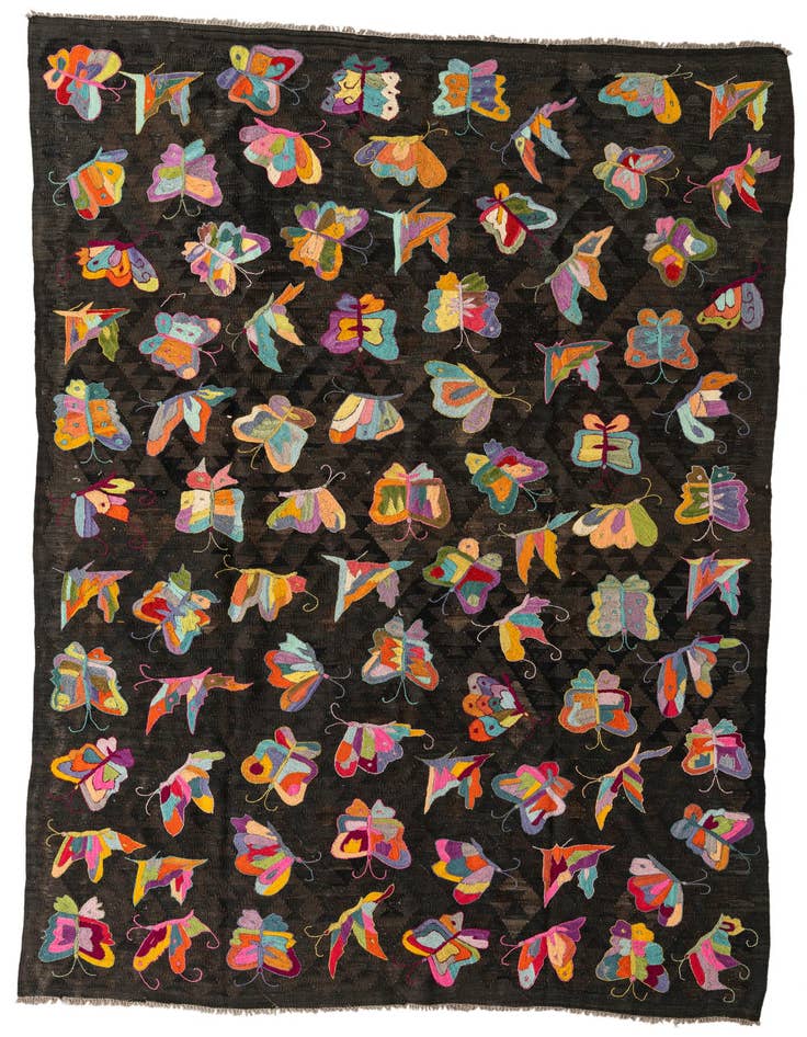 Detail image of 6' 5 x 9' 4 Hand Woven Kilim Suzani Wool Rug