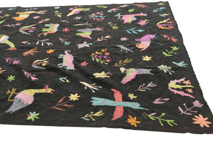 6' x 9' 5 Hand Woven Kilim Suzani Wool Rug