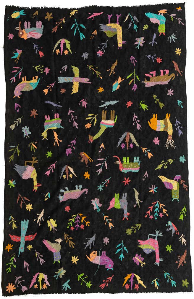 6' x 9' 5 Hand Woven Kilim Suzani Wool Rug
