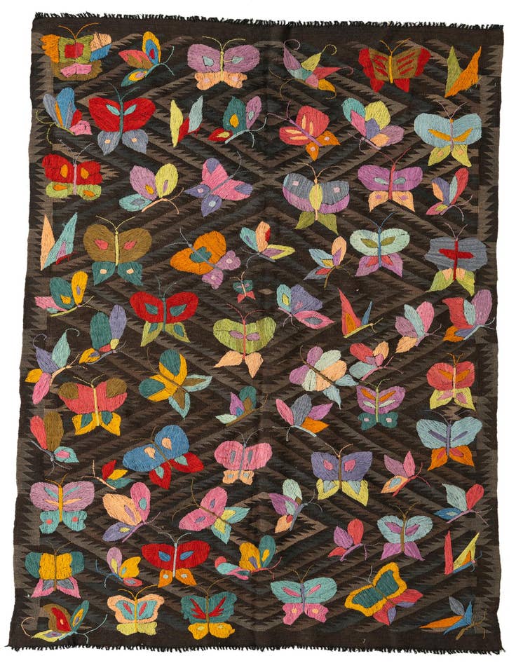 Detail image of 5' x 8' 3 Hand Woven Kilim Suzani Wool Rug