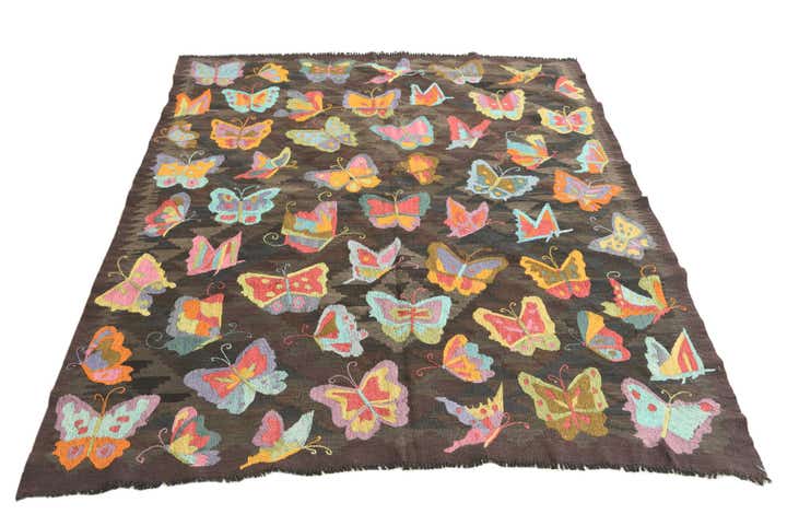 5' 3 x 6' 3 Hand Woven Kilim Suzani Wool Rug