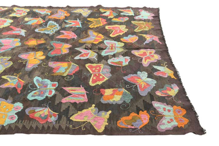 5' 3 x 6' 3 Hand Woven Kilim Suzani Wool Rug