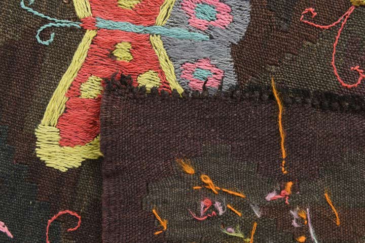 5' 3 x 6' 3 Hand Woven Kilim Suzani Wool Rug