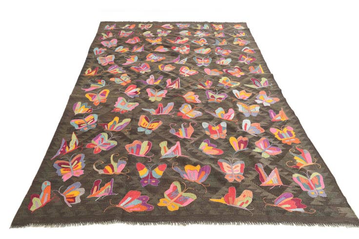 Detail image of 6' 1 x 9' 7 Hand Woven Kilim Suzani Wool Rug