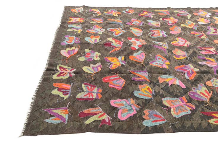 Detail image of 6' 1 x 9' 7 Hand Woven Kilim Suzani Wool Rug