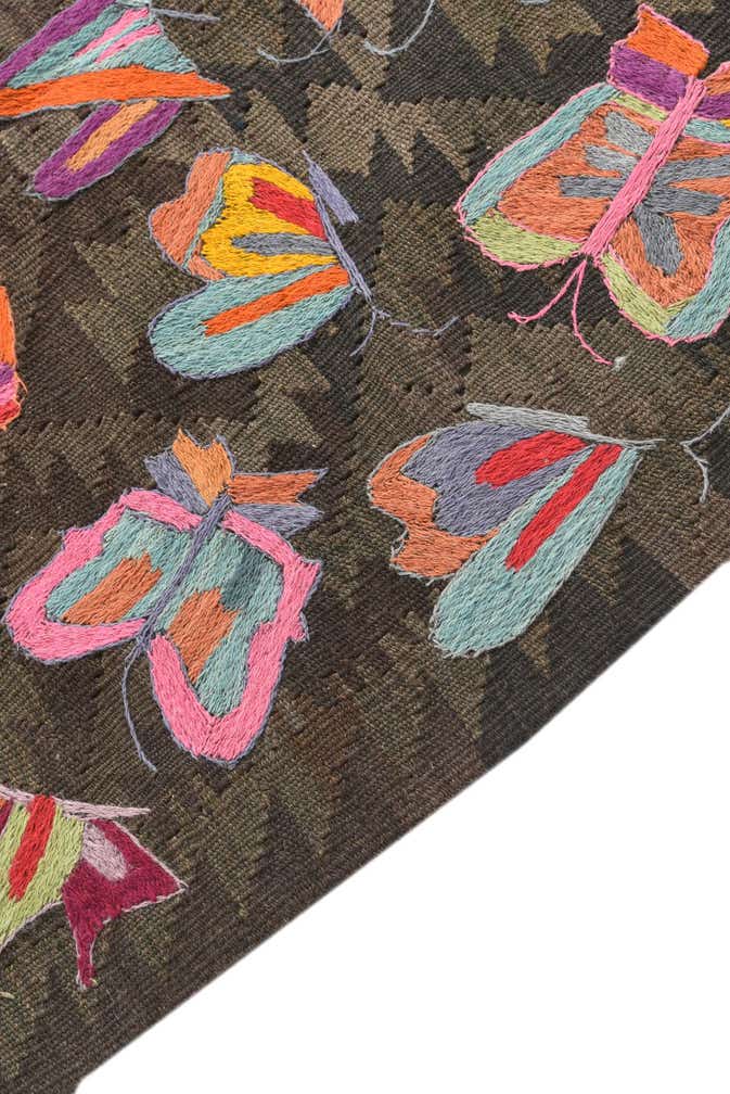 6' 1 x 9' 7 Hand Woven Kilim Suzani Wool Rug