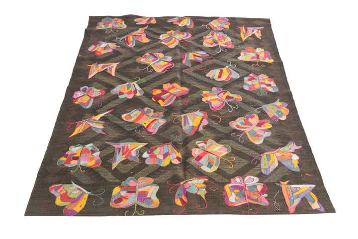 4' 6 x 5' 10 Hand Woven Kilim Suzani Wool Rug