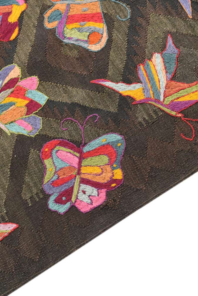 4' 6 x 5' 10 Hand Woven Kilim Suzani Wool Rug