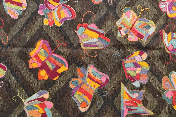 4' 6 x 5' 10 Hand Woven Kilim Suzani Wool Rug