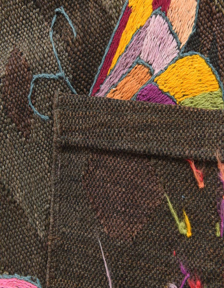 Detail image of 4' 6 x 5' 10  Hand Woven Kilim Suzani Wool Rug