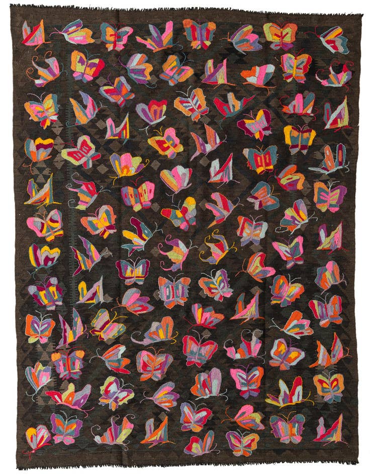 Detail image of 6' 3 x 9' 5 Hand Woven Kilim Suzani Wool Rug