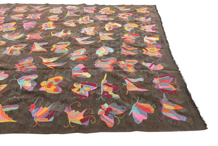 6' 5 x 9' 1 Hand Woven Kilim Suzani Wool Rug