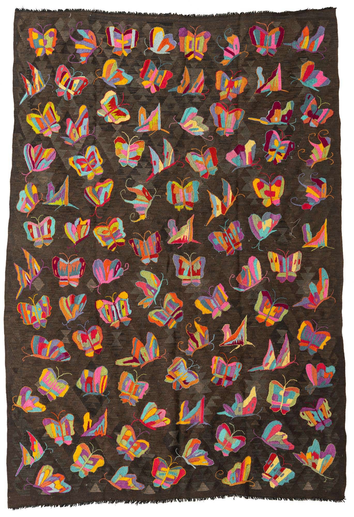 6' 5 x 9' 1 Hand Woven Kilim Suzani Wool Rug