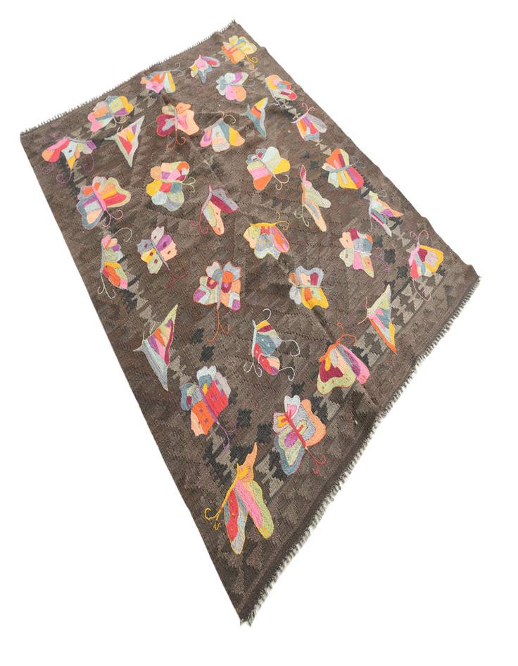 Detail image of 5' 1 x 6' 4  Hand Woven Kilim Suzani Wool Rug