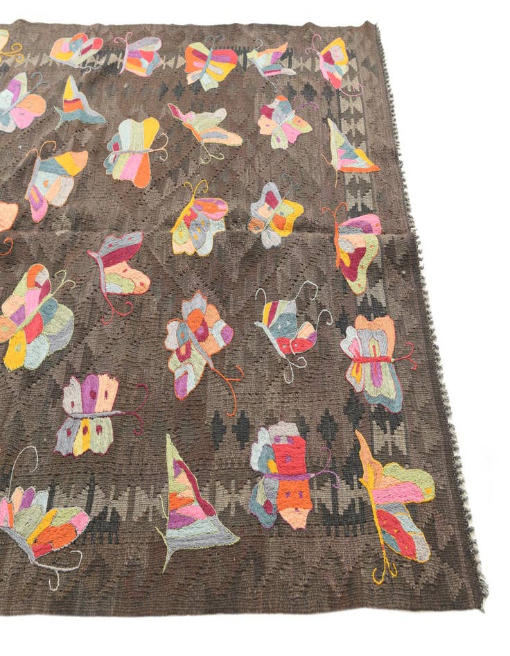 Detail image of 5' 1 x 6' 4  Hand Woven Kilim Suzani Wool Rug