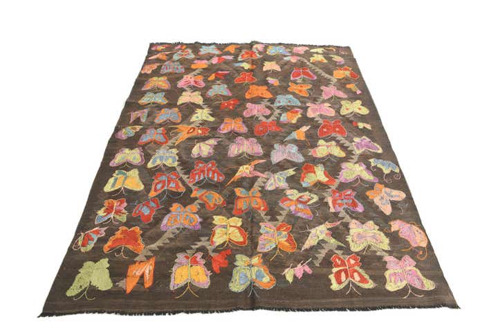 5' 4 x 7' 10 Hand Woven Kilim Suzani Wool Rug